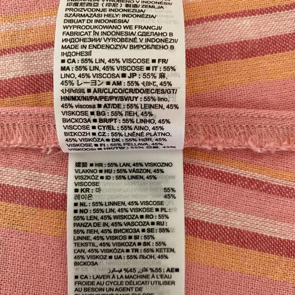 Gap Kids Girls XL (12) Colorful Striped Bow Sleeve Dress Linen Rayon Blend NWT - Picture 6 of 8